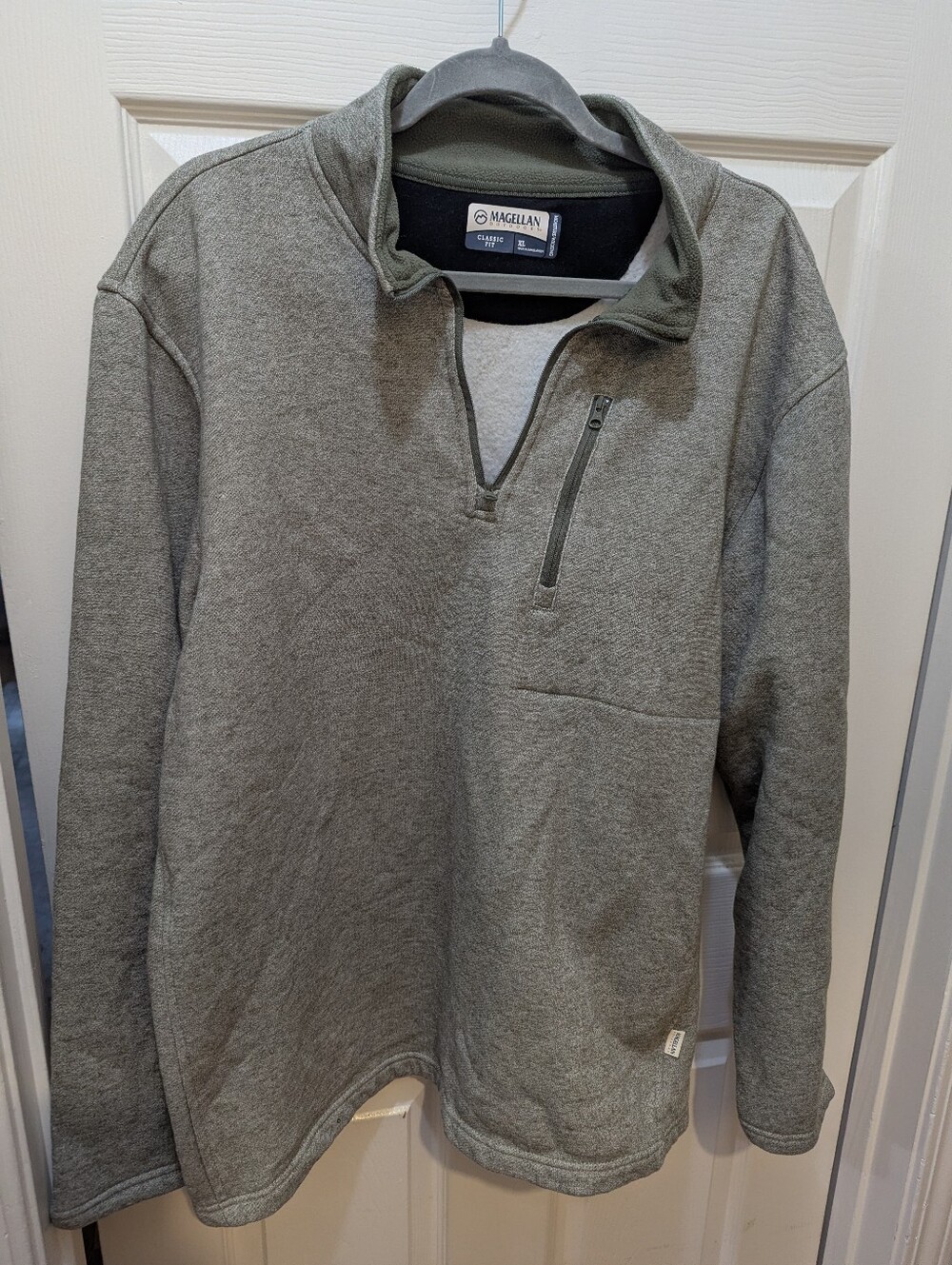 Magellan Outdoors Men’s Zip Pullover Sweater - Sage Green